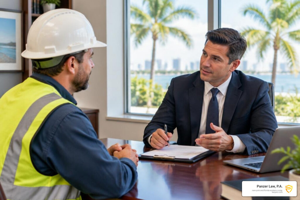 Florida worker meeting with a lawyer